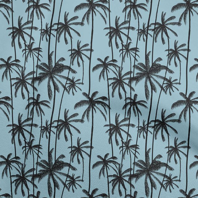 oneOone Georgette Viscose Baby Blue Fabric Tropical Tree Craft Projects Decor Fabric Printed By The Yard 42 Inch Wide