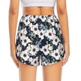 thumbnail image 4 of Uemuo Floral Flowers Blue Pattern Women's Athletic Shorts High Waisted Running Shorts with Liner Pockets Gym Elastic Workout Shorts-, 4 of 9