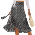 thumbnail image 2 of Falda envolvente floral,Falda cruzada con lazo para mujer Falda midi con envoltura floral Falda cruzada con lazo Rendimiento probado, 2 of 6