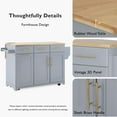 thumbnail image 6 of Harper & Bright Designs Kitchen Island with 2 Pull Out Cabinet Organizers & Drop Leaf, Rolling Kitchen Island with Trash Can Storage and Power Outlet for Dining Room, Grey+Blue, 6 of 20