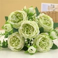 thumbnail image 5 of SPOORYYO Silk Faux Bouquet Artificial Flower Fake Flowers Plastic Arrangements for Bridal Wedding Party Home Decoration, Green, 5 of 5