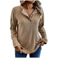 thumbnail image 3 of Ashirexll Womens Long Sleeve Tops, Shirts for Women Trendy, Ladies' Fashion Solid Color V-neck Loose and Comfortable Long Sleeve Tops, 3 of 7