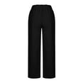 thumbnail image 4 of Lenpel Women's Cotton Linen Palazzo Pants Ruffle Elastic High Waisted Wide Leg Pants Baggy Casual Trousers with Pockets, 4 of 5