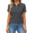 thumbnail image 5 of WULMLEO Womens Polo Shirts Cotton Short Sleeve 3-Button Collared Tops Summer Shirt Uniform Casual Shirts Business Golf Lounge Tees Gray 2XL, 5 of 5