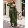 thumbnail image 5 of Ekouaer Women's Pajama Sets 3 Piece Lounge Set Long Sleeve Cardigan Sleeveless Top Pants Sweatsuit, 5 of 6