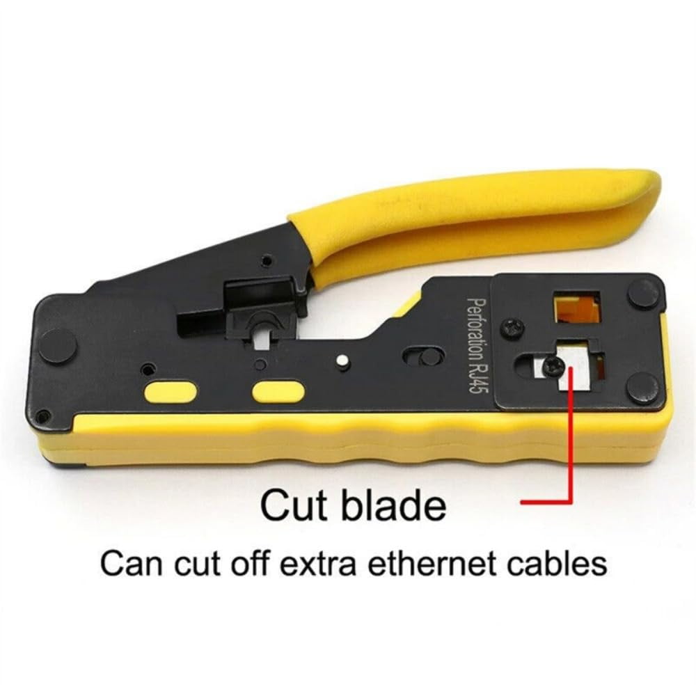 Ratcheting Modular Data Cable Crimper Wire Cutter Practical Eliminates Accidental Contact Wire Stripper For Cat5 Cat6 Cat7 8P 8C