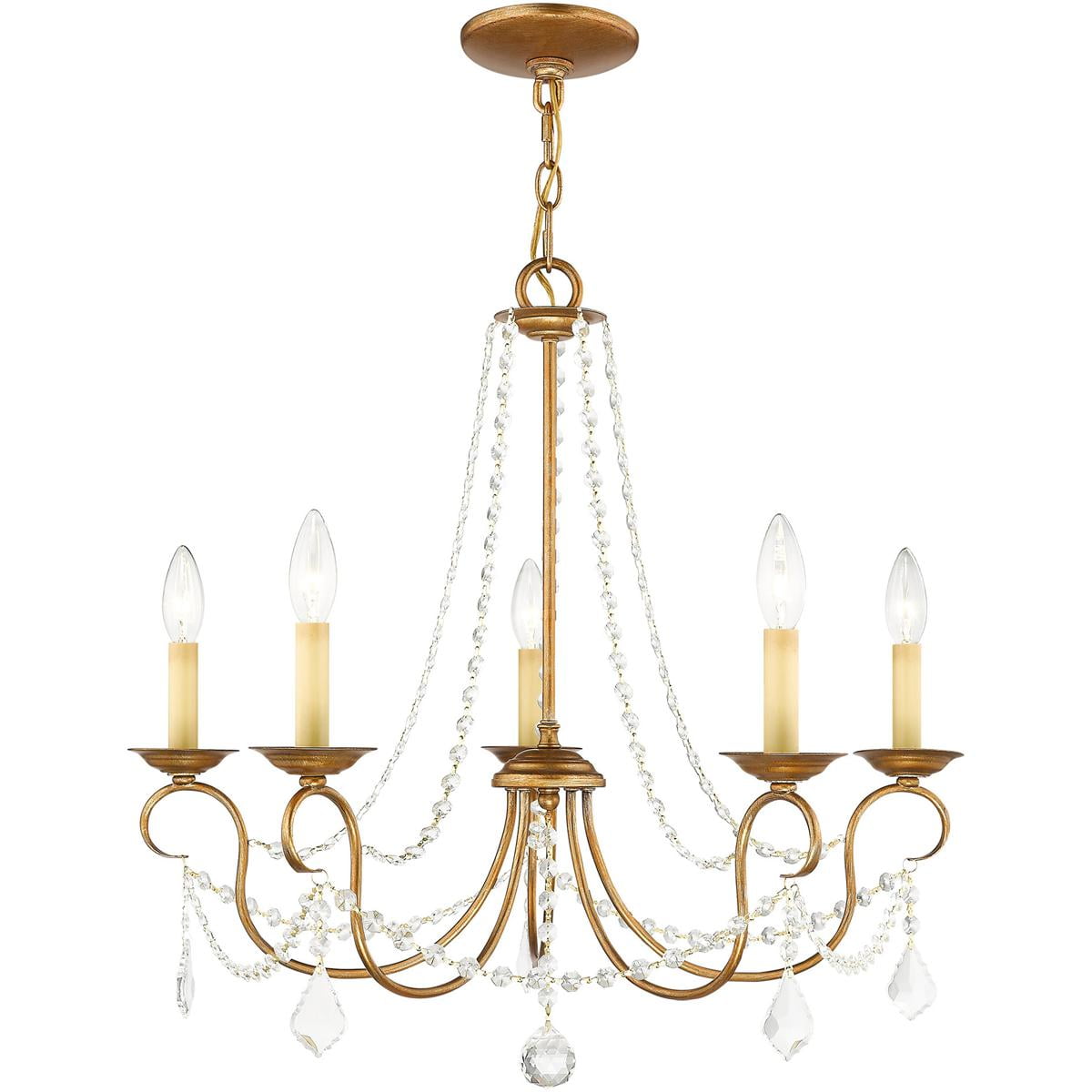 5 Light Antique Gold Leaf Chandelier with Steel base material