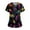 Black #064, variant on Womens Mardi Gras Scrub Tops Glitter V Neck Mask Print Uniform Carnival Sparkly Short Sleeve Gold Scrubs with Pockets Purple Pink 5XL