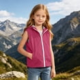 thumbnail image 5 of FRSASU Girl's Sleeveless Hooded Vest, Waterproof Wind‑Resistant Zip‑Up Gilet Casual Adjustable Drawstring Hem Waistcoat Hot Pink, 5 of 9