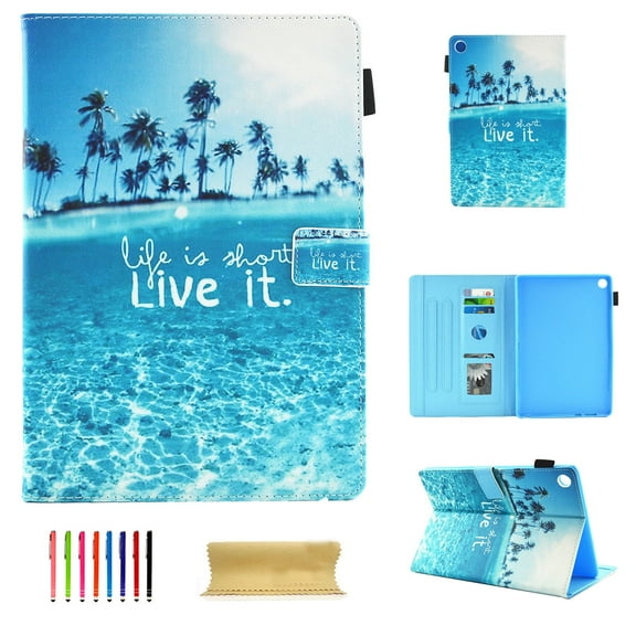 Folio Case for All-New Amazon Fire HD 8 Tablet (8th/7th/6th/5th Generation, 2018/2017/2016/2015 Release), Allytech Smart Book Style Stand Cover Full Body Protective Case Cover, Live it