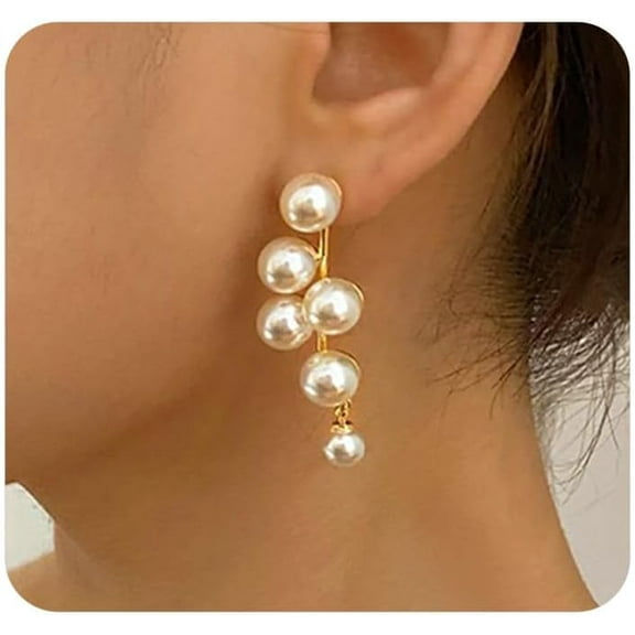 Tilga Pearl Earrings for Women Cute Gold Pearl Drop Dangle Earrings Long Tassel Dangling Bridal Wedding Jewelry Gifts