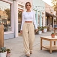 thumbnail image 6 of UDAUDU Wide Leg Sweatpants Women Low Rise Baggy Sweatpants Y2K Drawstring Cotton Lounge Pants Womens 2026 Fall Fashion Pants Beige 3XL, 6 of 8