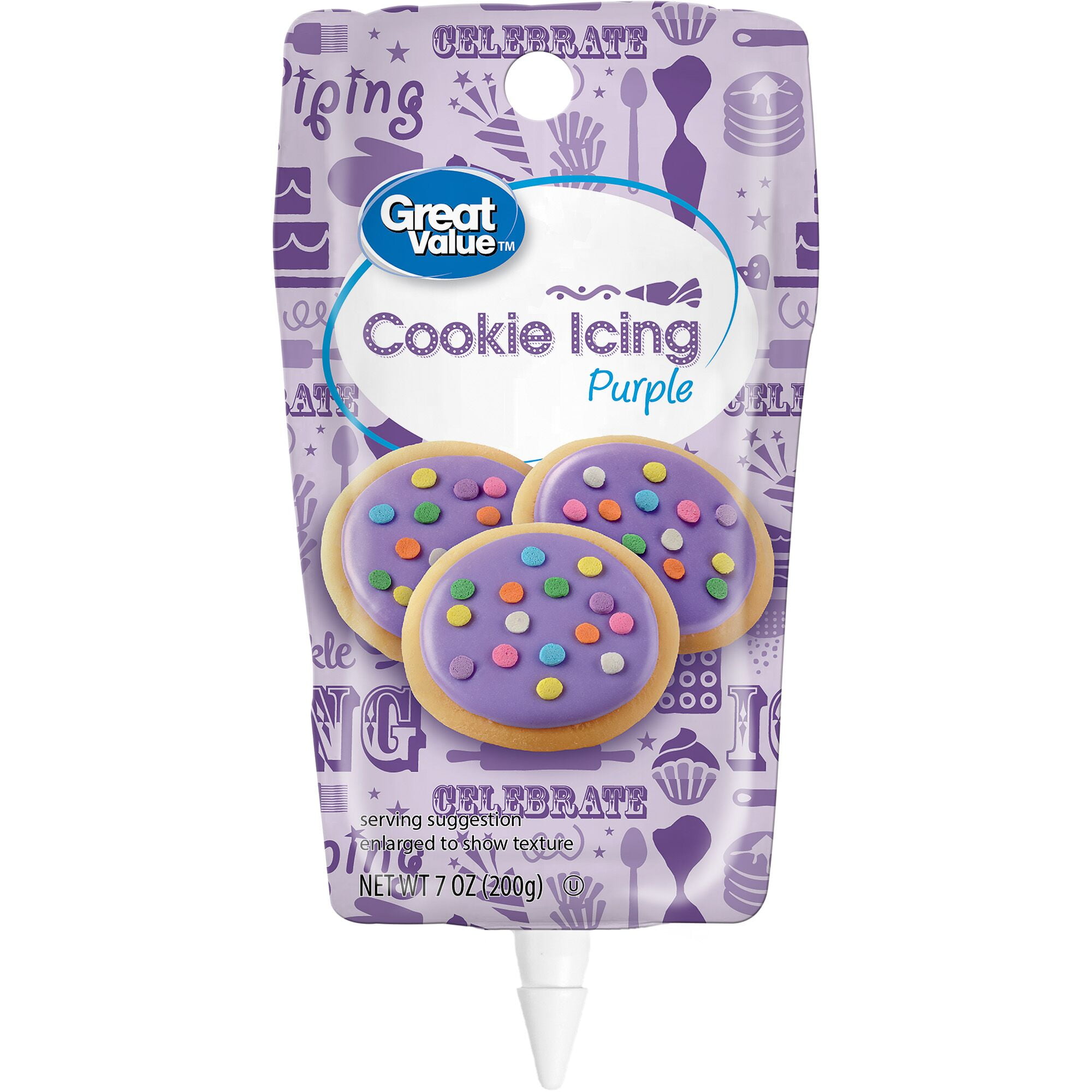 Great Value Cookie Icing in a Ready to Use Pouch, Purple, 7 Ounce