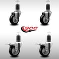 thumbnail image 2 of 3.5 Inch SS Black Poly Swivel 1-5/8 Inch Expanding Stem Caster Set 2 Brakes, 2 of 2