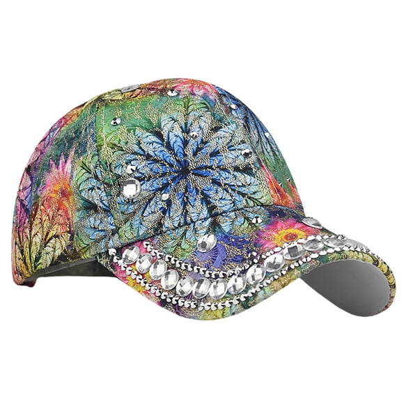 Gorra de Béisbol para Mujer Bidadary con Flor de Pedrería Brillante, 56-58 cm
