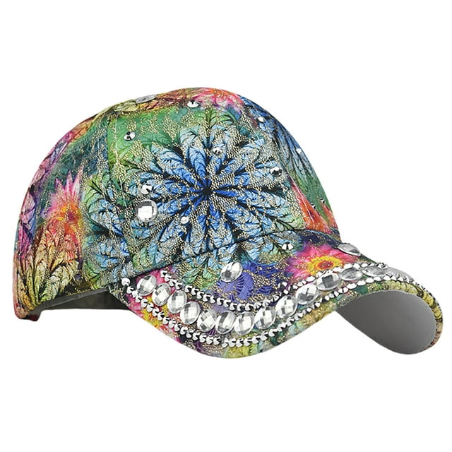 Gorra de Béisbol para Mujer Bidadary con Flor de Pedrería Brillante, 56-58 cm