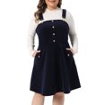 thumbnail image 2 of DARING DIVA Women's Plus Size Corduroy Adjustable Strap Suspender Skirt 3X Dark Blue, 2 of 6