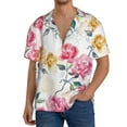 thumbnail image 3 of Qekee Colorful Flowers Men's Casual Short-sleeved Shirt, Button-up Collared Shirt with Pocket for Beach Vacation Yacht Travel - X-Large, 3 of 7