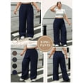 thumbnail image 6 of SWQZVT Plus Size Pants for Women Comfort Elastic Waisted Wide Leg Pants with Pockets Womens Casual Pants Loose Slacks XL, 6 of 8