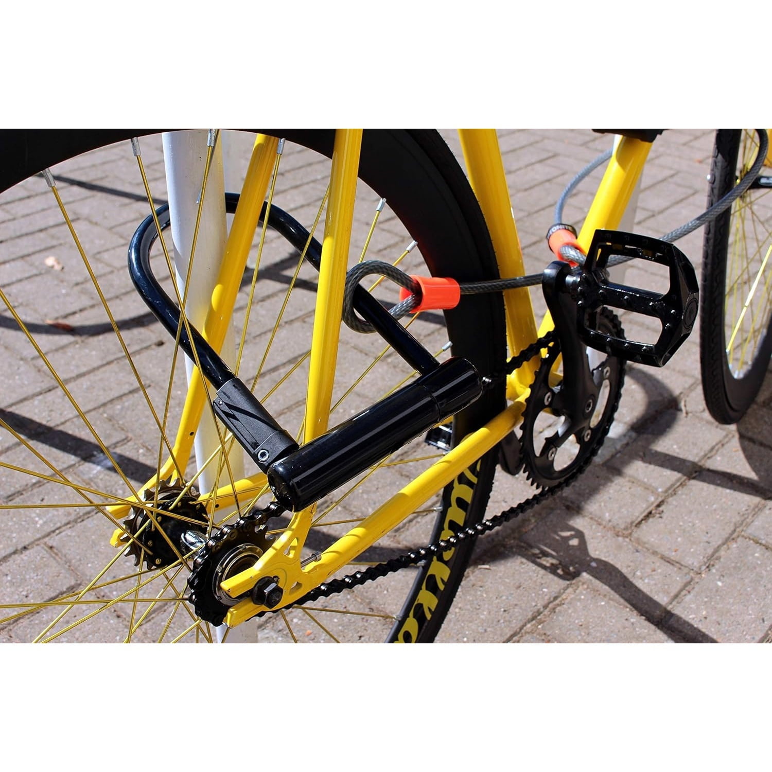 Bike U-Lock Standard with Braided Steel Cable, Heavy Duty Anti-Theft Bicycle U Lock, 12mm Shackle and 10mm x4ft Length Security Cable with Mounting Bracket and Keys