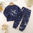 thumbnail image 2 of Gibobby Boy Outfits Fall Winter Printed Cute Printed Long Sleeve Outwear Clothing Sets 1T 2T 3T 4T Toddler Boys Outfit Sets(4-5 Years,Navy), 2 of 6