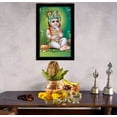 thumbnail image 3 of IBA Indianbeautifulart Makhan Chor Baby Krishna Picture Frame Religious Poster Black Wall Frame Deity Photo Frame Wall Decor&nbsp;For Home/ Office/ Temple-12 x 18 Inches, 3 of 7