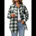 thumbnail image 1 of Camisa Abotonada para Mujer, Camisa A Cuadros, Larga, Solapa, Informal, para Negocios, Trabajo Verde L, 1 of 10