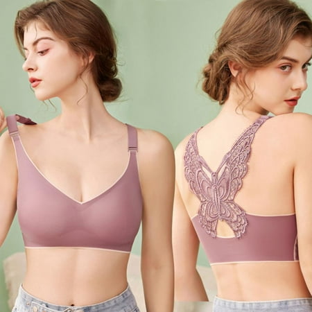 

Summer Thin Seamless Lace Bra Back Butterfly Breathable Ice Silk Bra Sexy Sports Latex Bralette