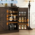 thumbnail image 3 of ChVans 47.2" Farmhouse Kitchen Buffet Sideboard Cabinet with 3 Side Shelves, 34"H Kitchen Pantry Cabinet with 3 Barn Doors/4 Adjustable Shelves for Kitchen, Dining Room, Living Room, Brown, 3 of 8