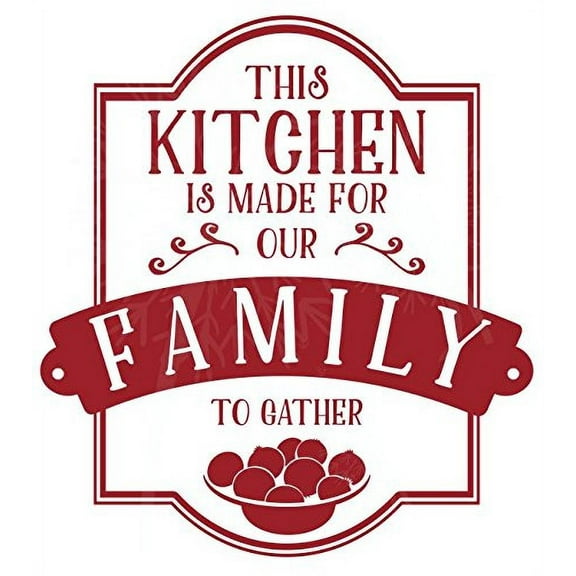 Popular Kitchen Quotes Vinyl Wall Stickers Decal Family to Gather Wall Lettering, 25 x 23, Red