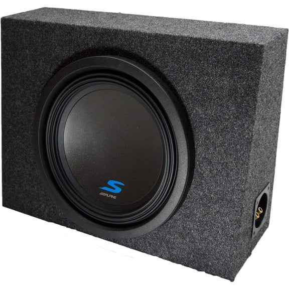 Alpine Bundle Compatible with Universal Vehicles W12D4 Single 12" Loaded Sub Box Enclosure