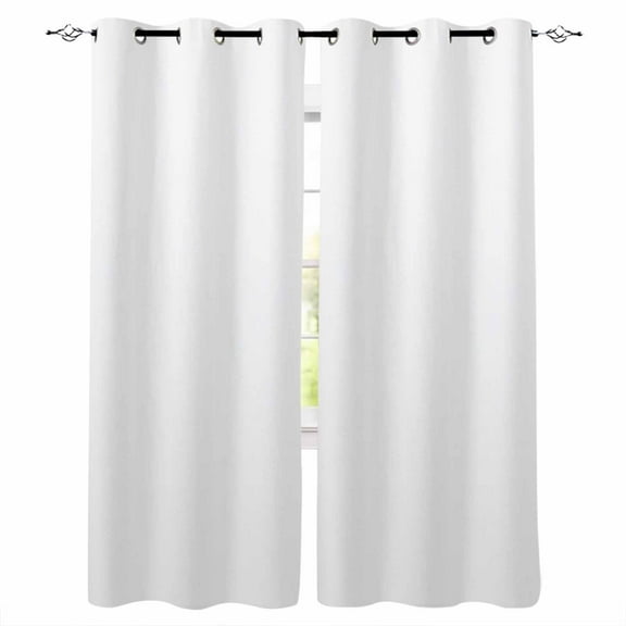 White Blackout Curtains 84 Inches Long for Bedroom, Modern Minimalist Pure Soild Color Thermal Insulated Room Darkening Black Out Window Curtain Panels Grommet Drapes for Living Room