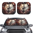 thumbnail image 2 of Balery Flower Cat Couple Parasol para parabrisas de coche de 2 piezas | Parasol plegable para parabrisas delantero de coche para la mayoría de sedanes-Large, 2 of 6
