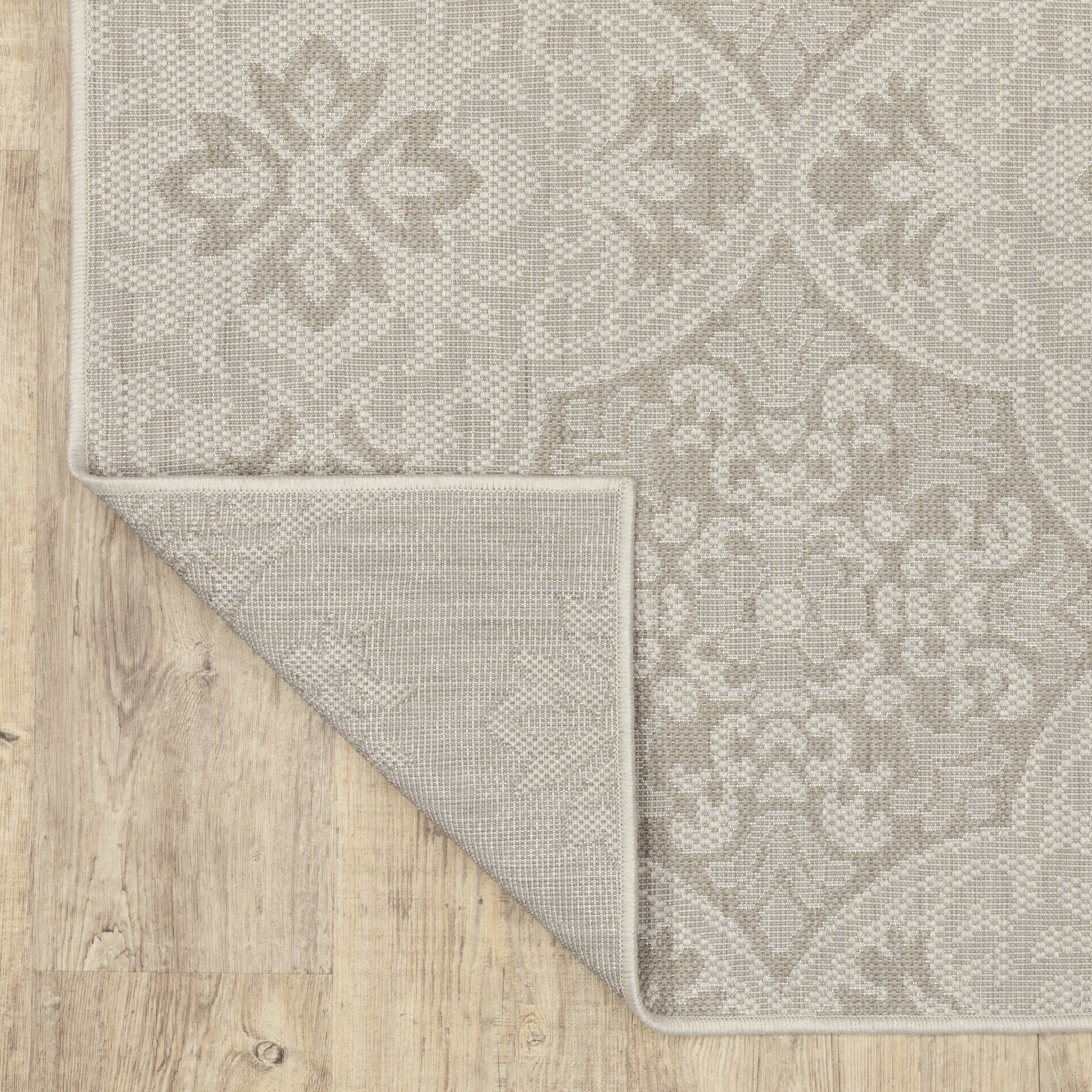 Avalon Home 2' x 7' Ivory and Gray Floral Outdoor Rug