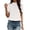 a-White35980, variant on VNKIDY Women's Solid Color Slim Fit T Shirts Short Sleeve Stand Collar Ruffled Blouse For Office Casual Daily Wear Versatile Tops