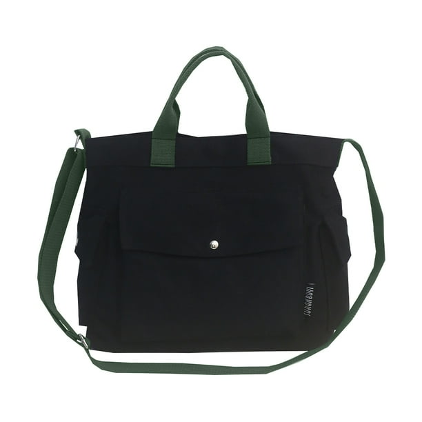 Bolso Lona Bolso Compras Portátil Elegante para El (Negro AmarilloL)
