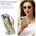 thumbnail image 5 of Case for iPhone 15 Pro Max , Colorful Oil Painting Flower Case with Phone Grip Pretty Glossy Wave Cover Cute Floral Phone Finger Strap Stand Shell for Women Girl With Stylus Pen, Yellow Rose, 5 of 6