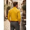 thumbnail image 5 of Men's Yellow Dress Shirts Long Sleeve Button Down Shirt Casual Formal Business Tops with Pocket L, 5 of 7