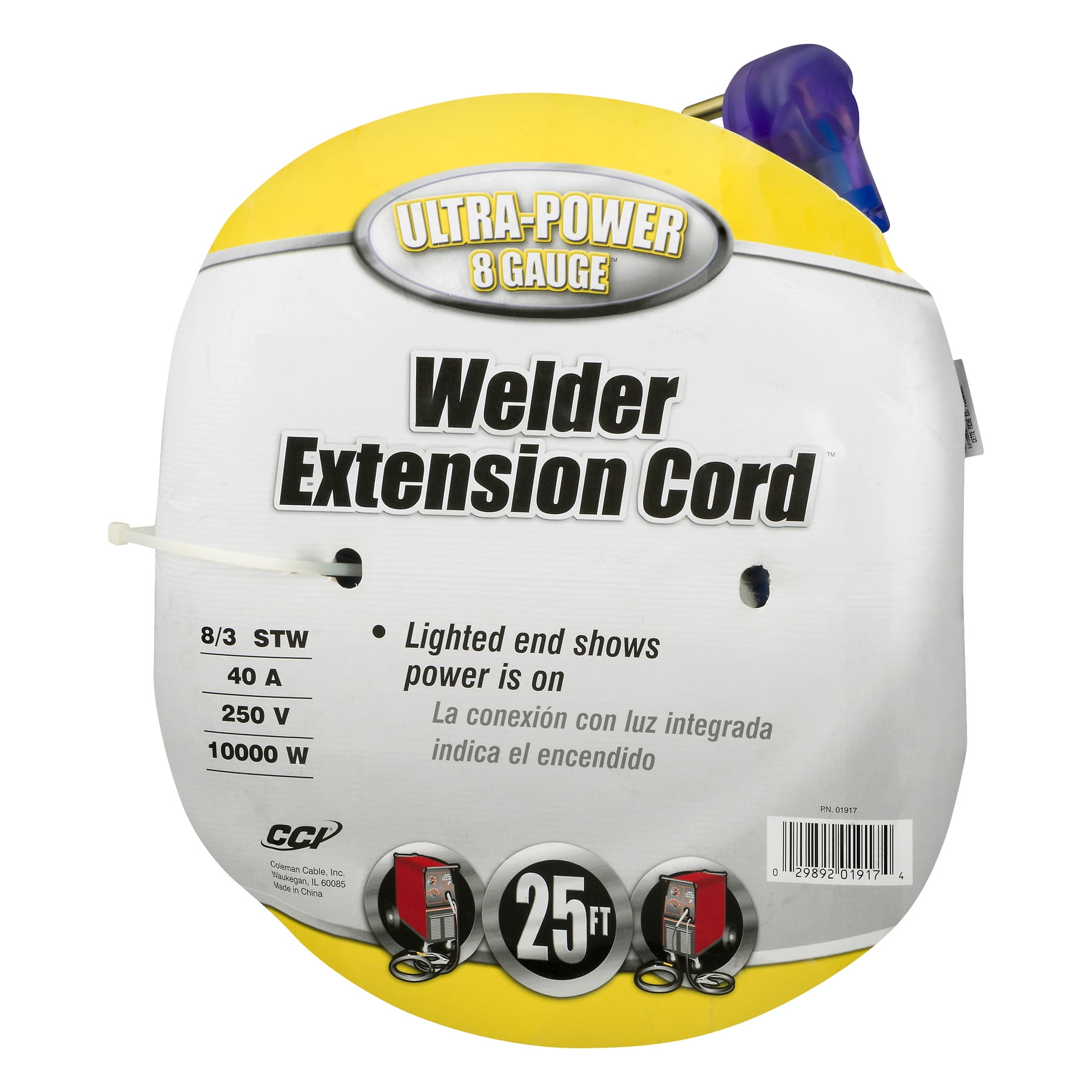 Southwire 19178806 8/3 25’ Stw Blue Heavy-Duty Welder Extension Cord