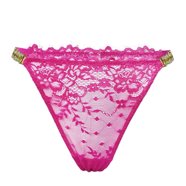 Gibobby Ropa interior de encaje sexy Bragas sin costuras de seda de hielo Ropa interior de encaje sexy Tanga de ropa interior sexy para mujeres(Rosa caliente,G)