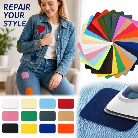 Iron On Denim Patch Repair Kit 100 Percent Cotton Jean Mending Tape 3 Styles Available for Jacket Clothing Pants Decoration Fix Set Multicolor