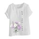 thumbnail image 4 of Vestidos Casuales Para Mujer, Blusas De Mujer De Moda Blusa informal de lino con cuello redondo, manga corta y botones para mujer, 4 of 4