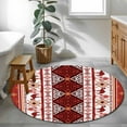 thumbnail image 3 of Red Boho Round Area Rug 4Ft Washable Circle Rugs for Bedroom Dining Room, Southwestern Aztec Palm Tree Animals Patterned Non-Slip Carpet Floor Mats Indoor Outdoor Carpet Runner Aesthetic Home Decor, 3 of 8