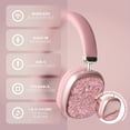 thumbnail image 3 of PWRD Pink Liquid Glitter Wireless Bluetooth Headphones, Over Ear with Microphone, 3 of 11