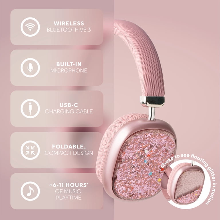 PWRD Pink Liquid Glitter Wireless Headphones photo 3