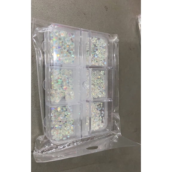 Flatback Rhinestones, Glass Rhinestone Nail Gems Round Crystal Rhinestones for Crafts, Mixed Sizes , Transparent (6 Grids)