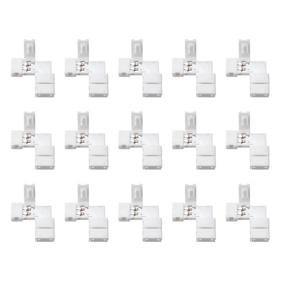 8mm 2P L-shape LED Strip Connector Corner for Single Color 3528 Lights 15Pcs