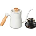 thumbnail image 1 of Maoww 550ml Drip Kettle Wooden Handle Pour Over Coffee Pot Tea Kettle White, 1 of 8