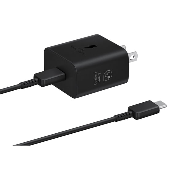 Cargador de pared Samsung, adaptador de corriente de 25 W con cable tipo C, negro
