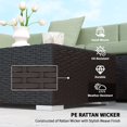 thumbnail image 3 of 7-Piece Outdoor Rattan Furniture Set - Patio Wicker Sectional Sofa, Light Green & Deep Coffee, Perfect for Living Room or Balcony - Steel Frame & Cushioned Comfort, 3 of 7